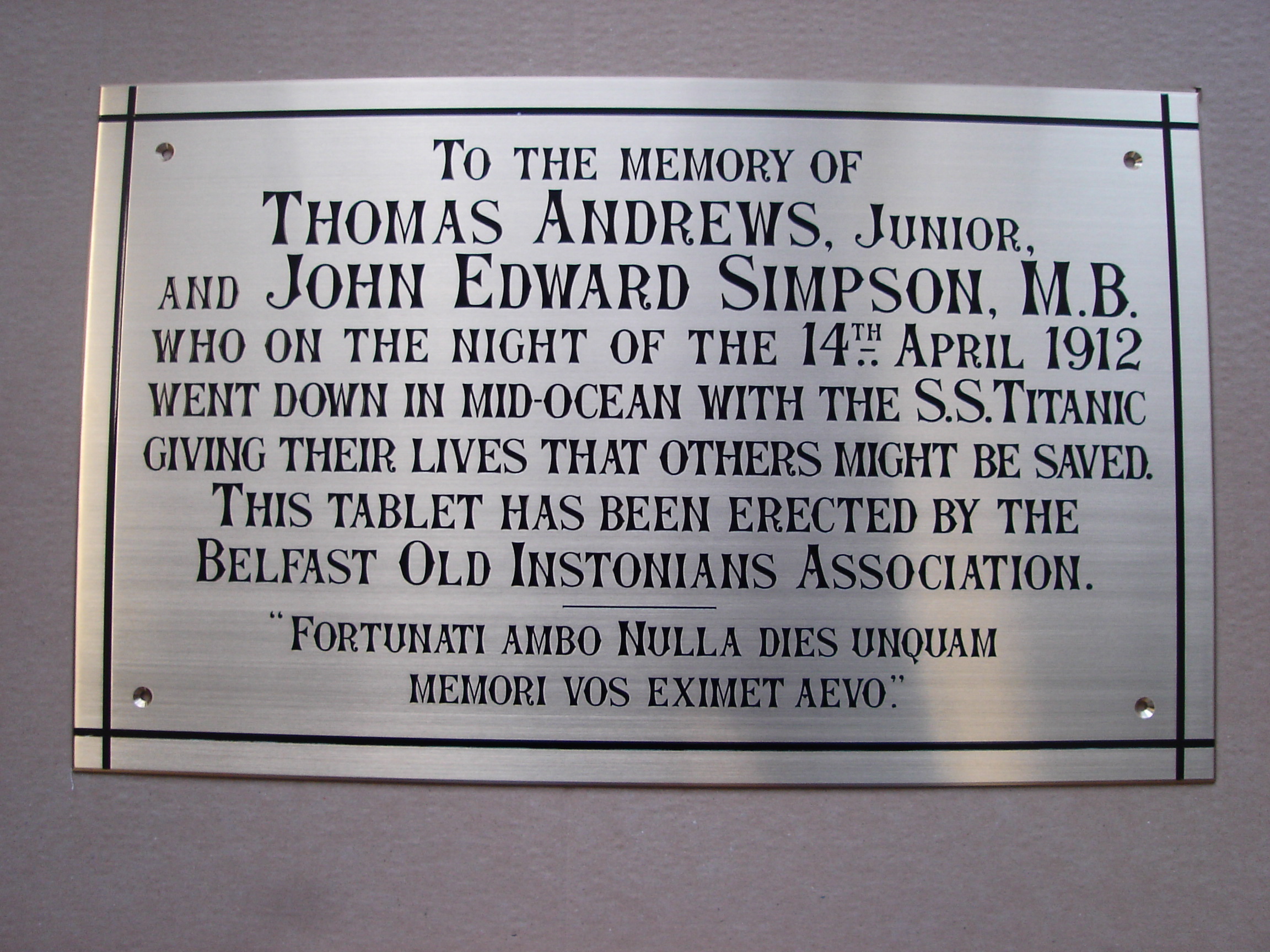 Commemorative Engraved Plaques Finaghy Co Antrim